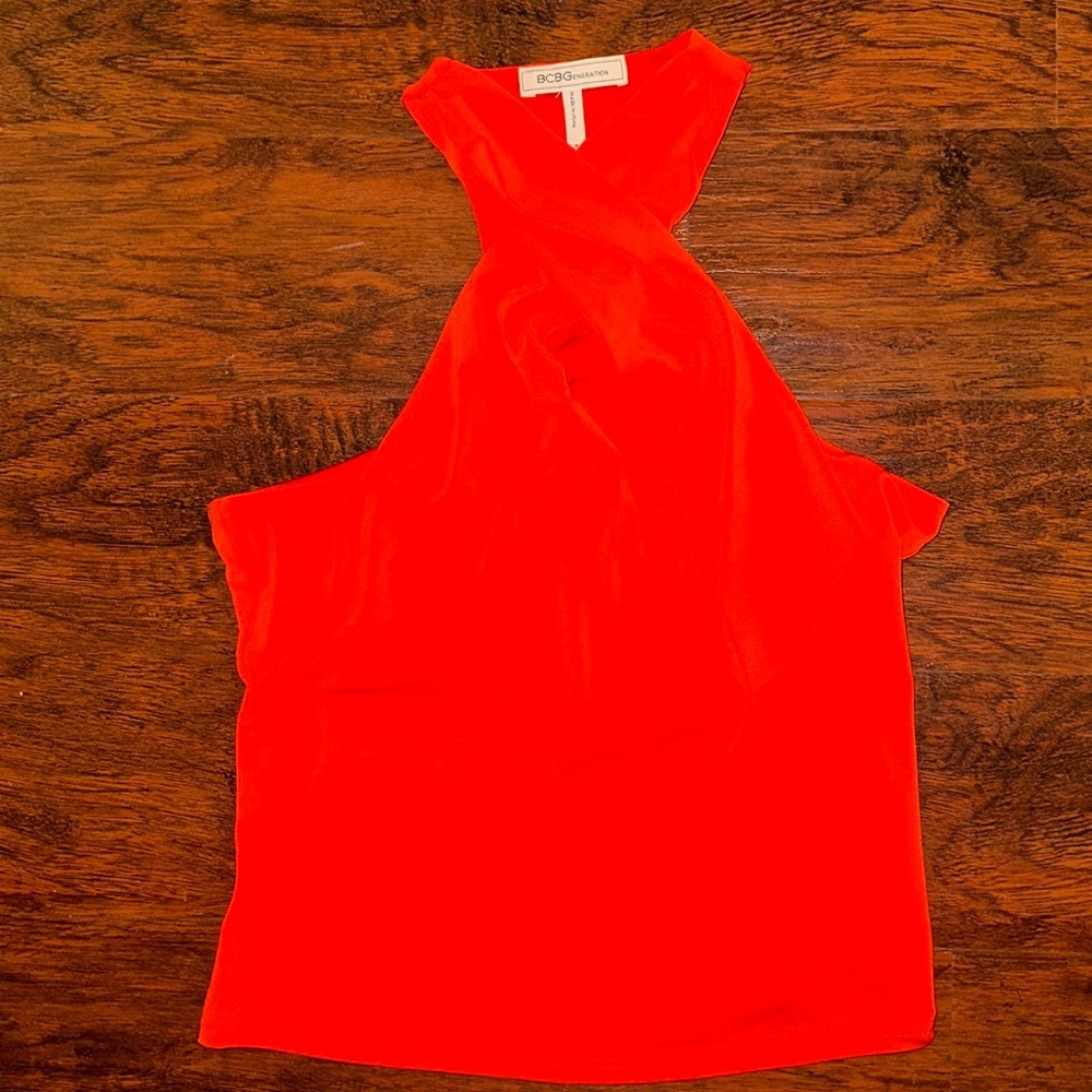 NWT BCBGeneration Fiesta Red Cross Front Top (M)